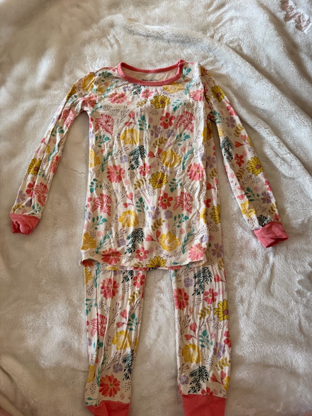 Magnetic Me Floral Long Sleeve Pajama Set - Pink, Yellow, Green - Picture 2 of 8